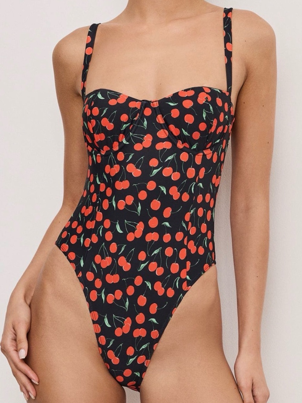 NWT Good American Black Cherry Underwire One-Piece Swimsuit Size 2X